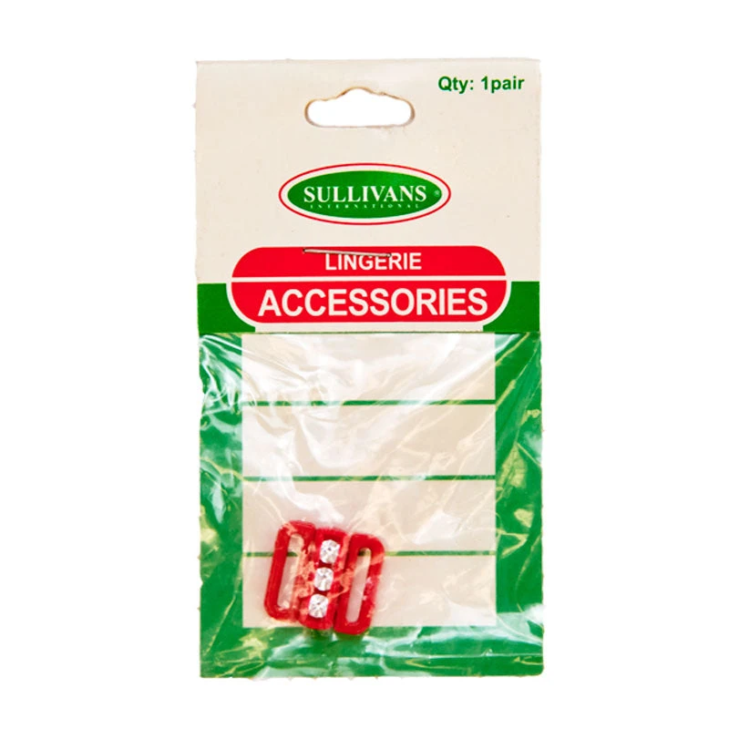 Sullivans Bra Hook Front, Red Diamonte- 11 Mm 1 Sullivans Bra Hook Front, Red Diamonte- 11 Mm