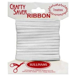 Crafty Saver Satin Ribbon, White- 3mm X 7m