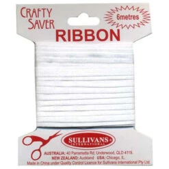 Crafty Saver Satin Ribbon, White- 6mm X 6m