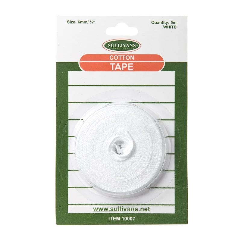 Sullivans Cotton Tape, White- 6mm X 5m 1 Sullivans Cotton Tape, White- 6mm X 5m