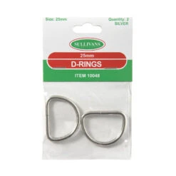 Sullivans D-Rings Size 25mm, Silver- 2pk