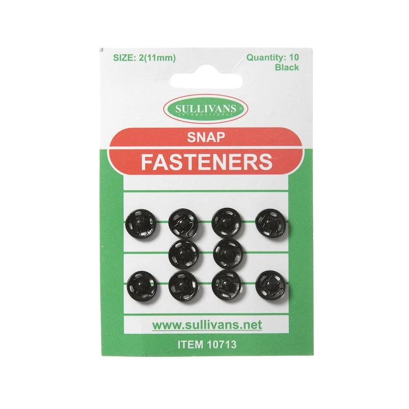 Sullivans Snap Fasteners Size 2, Black- 12pk 1 Sullivans Snap Fasteners Size 2, Black- 12pk