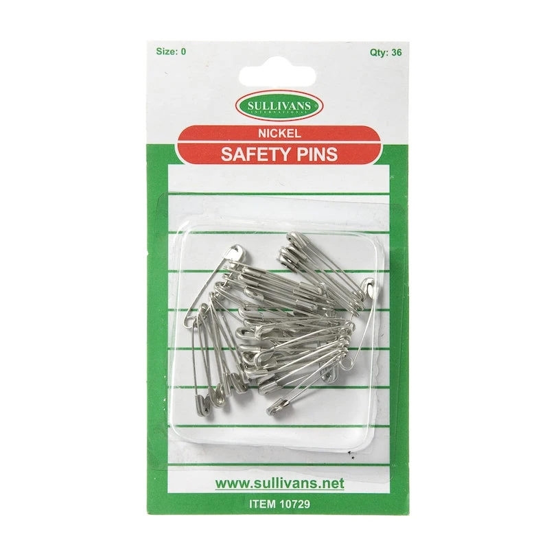 Sullivans Safety Pins Size 0, Silver- 36pk 1 Sullivans Safety Pins Size 0, Silver- 36pk