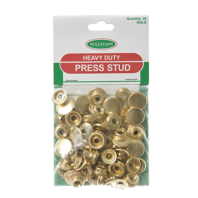 Heavy Duty Press Stud Size 15mm, Gold- 20pk 1 Heavy Duty Press Stud Size 15mm, Gold- 20pk