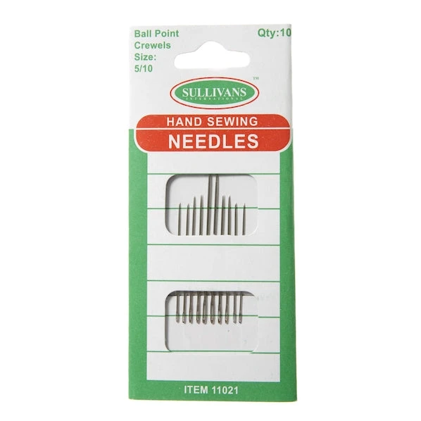 Hand Sewing Needles, Ballpoint Crewels Size 5/10- 10pk 1 Hand Sewing Needles, Ballpoint Crewels Size 5/10- 10pk
