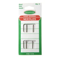 Hand Sewing Needles Assorted Wool, 50mm- 2pk