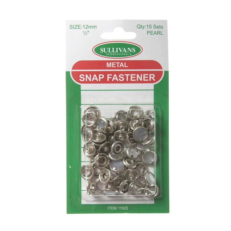 Metal Snap Fasteners Size 12mm, Pearl- 15 Sets 1 Metal Snap Fasteners Size 12mm, Pearl- 15 Sets