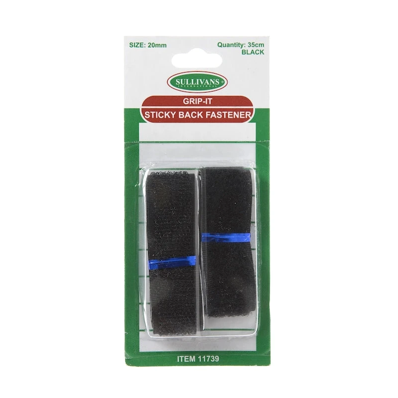 Grip-It Sticky Back Fastener, Black- 20mm X 35cm 1 Grip-It Sticky Back Fastener, Black- 20mm X 35cm