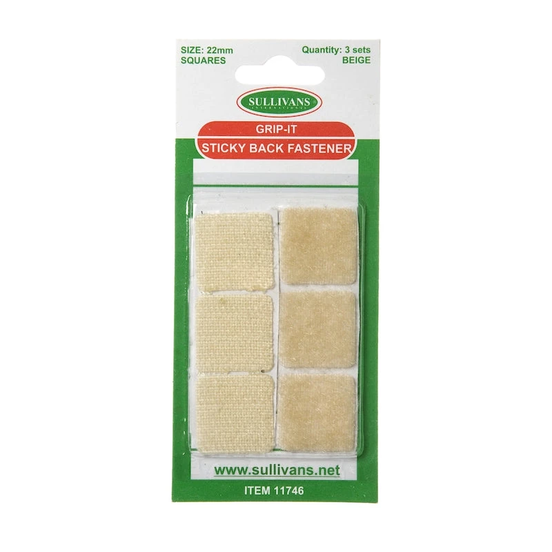 Grip-It Sticky Back Fastener Size 22mm, Beige- 3 Sets 1 Grip-It Sticky Back Fastener Size 22mm, Beige- 3 Sets