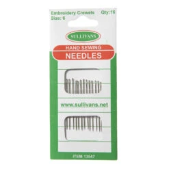 Hand Sewing Needles, Crewel Size 6- 16pk