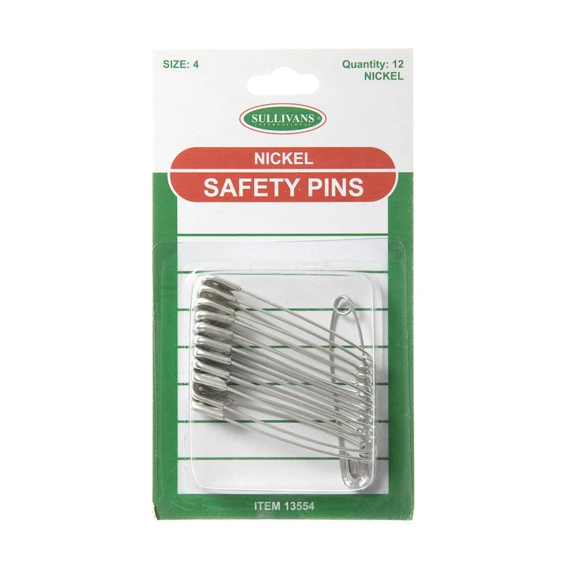 Sullivans Safety Pins Size 1, Silver- 12pk 1 Sullivans Safety Pins Size 1, Silver- 12pk