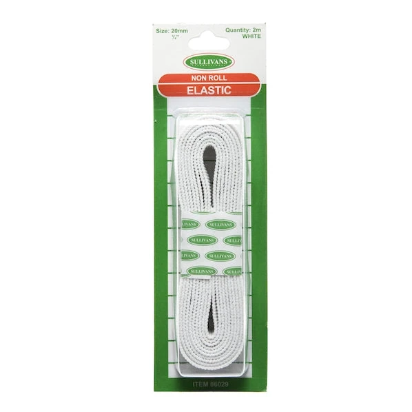 Sullivans Ribbed Elastic, White- 20mm X 2m 1 Sullivans Ribbed Elastic, White- 20mm X 2m