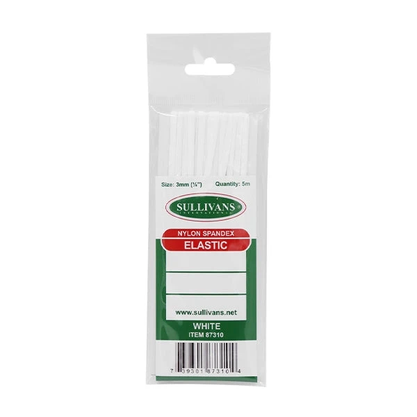 Sullivans Elastic, White- 3 Mm 1 Sullivans Elastic, White- 3 Mm